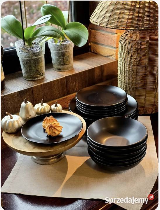 Promocja 139 Zestaw 18 sztuk talerzy czarny mat Zabrze sprzedam