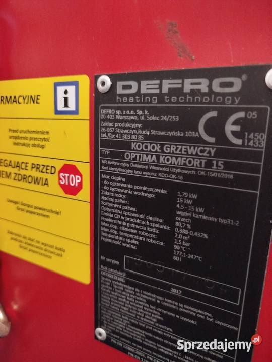 Piec defro 15 kw Kotły i Piece CO Stalowa Wola