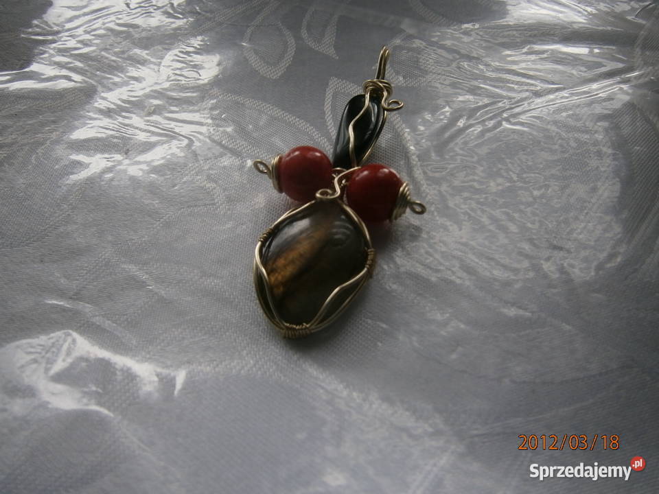 Zawieszka labradoryt koral onyks
