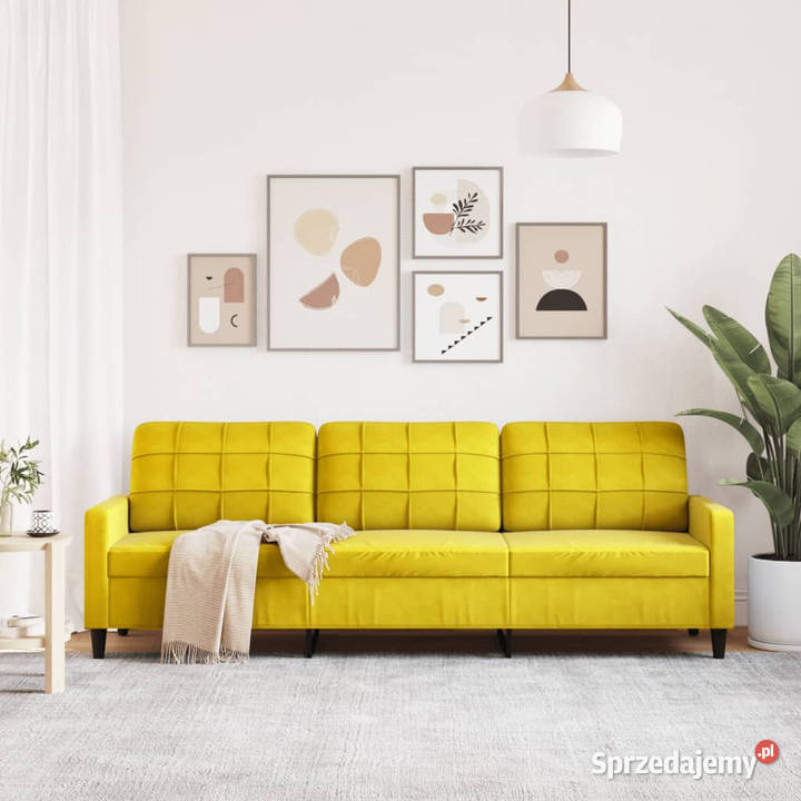 Sofa 3osobowa żółty 210 tapicerowana aksamitem Warszawa sprzedam