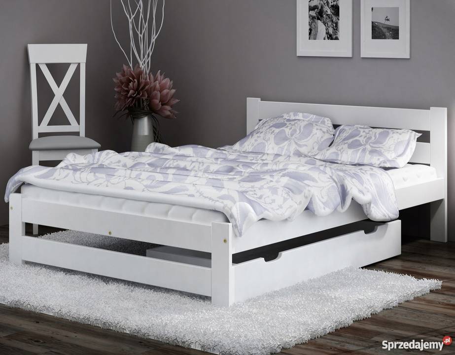 Łóżko 160x200 materac w komplecie z zagłówkiem biały Radomsko