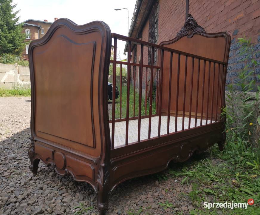 Francuskie łóżko dzieci łóżeczko rocaille antyk