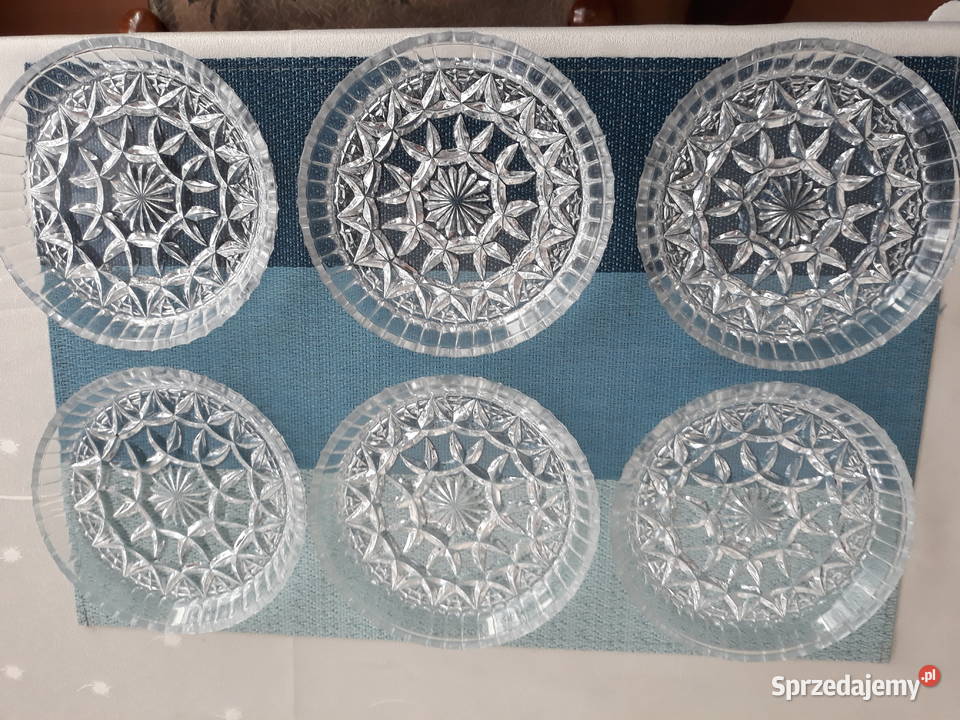 Talerzyki kryształowe 6 łódzkie Aleksandrów Łódzki