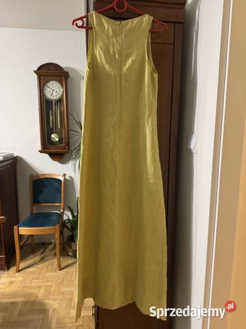 Sukienka damska 34 Massimo Dutti limonkowa z lnu Częstochowa