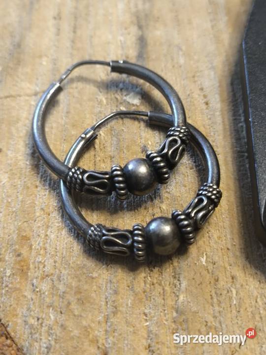 Stare srebrne kolczyki balijskie etniczne Mysłowice