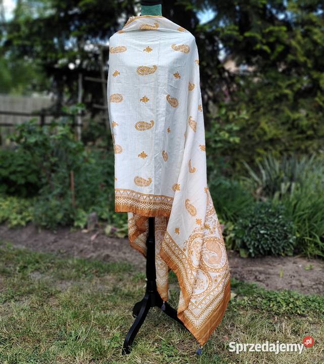 Duża chusta bawełna szal pareo kolor złoty Szczecin