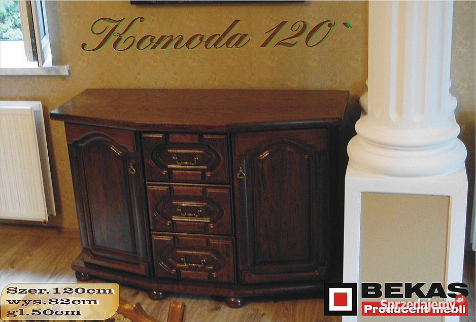 Stylowa Komoda 120 Dąb Naturalny Rustikalny 82cm Pozostałe Kluczbork