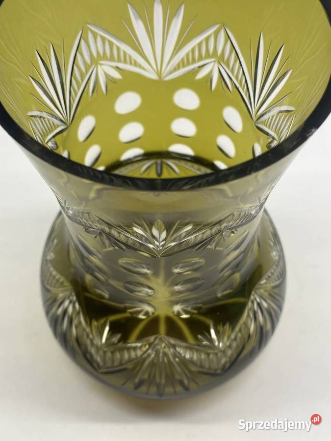 Wazon kryształowy barwiony z lat 50tych łódzkie Łódź