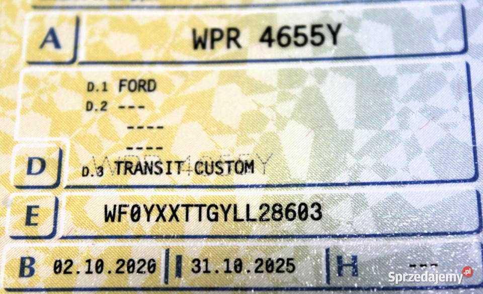 Ford Transit Custom 3osobowy FV23 130 VAT1 diesel Sokołów