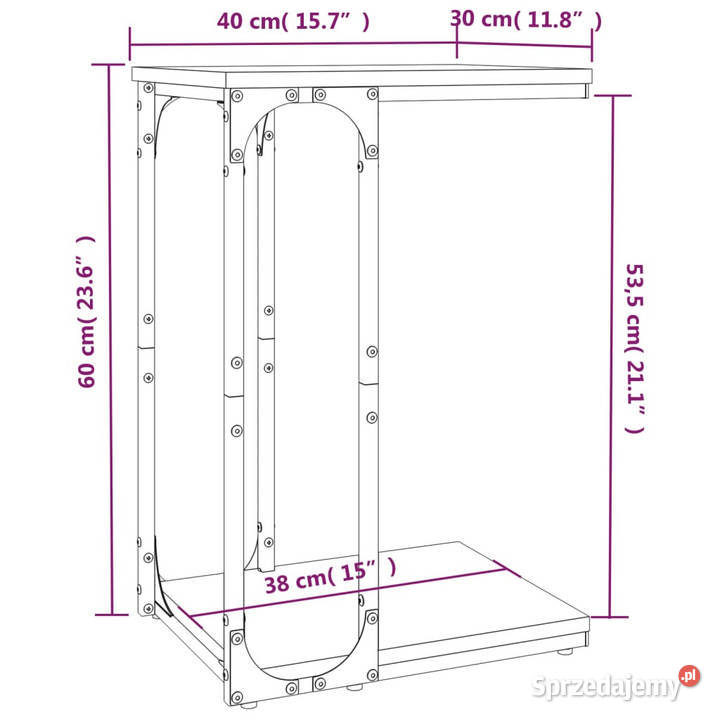 Stolik boczny czarny 40x30x60 materiał Warszawa