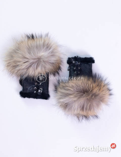 Rękawiczki damskie skórzane bez palcy mitenki z Szaflary