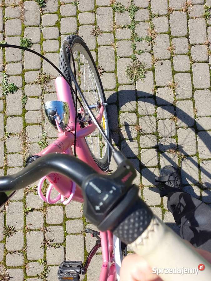 Rower damka różowy 3 biegi nowa opona tylna i Łęczna