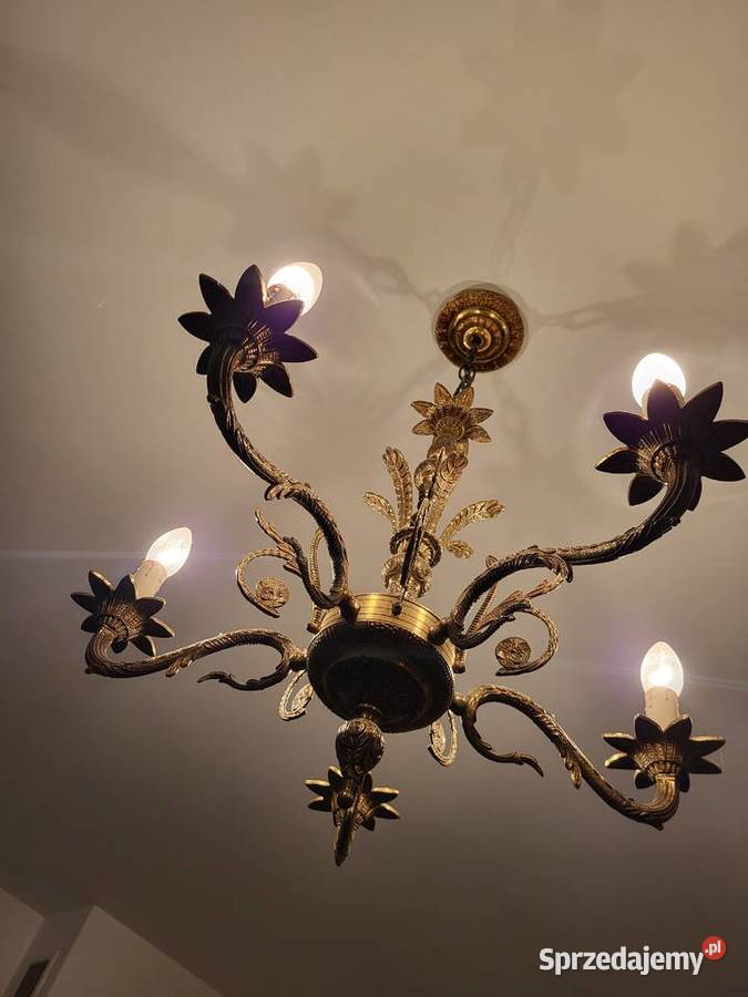 Żyrandol mosiężny pięcioramienny