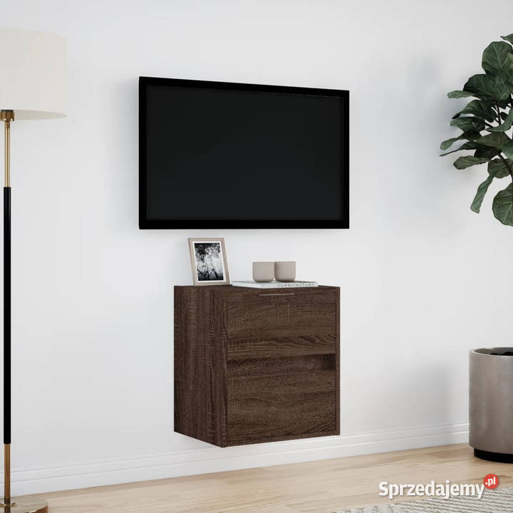 Ścienna szafka TV z LED brązowy dąb 41x31x45 Warszawa sprzedam