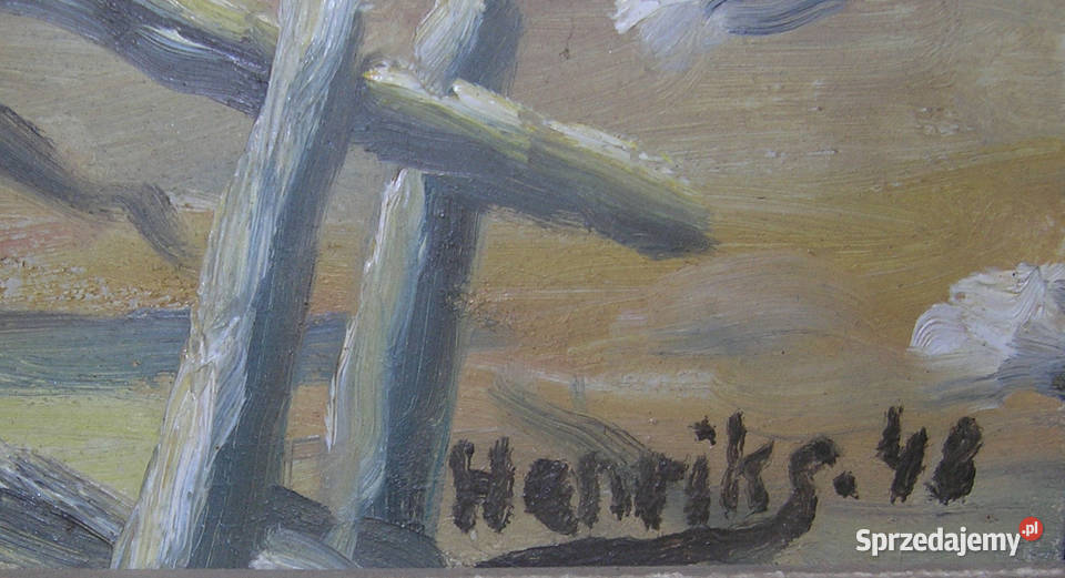 obraz olejny vintage Górska droga 1948rD130 Bartków