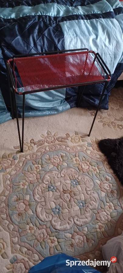 PRL ciężki stabilny stolik metal żyłka wys 55 Dom i Ogród Poznań