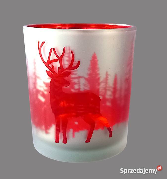 Świecznik szklany czerwony Jeleń podgrzewacz Chrzanów sprzedam