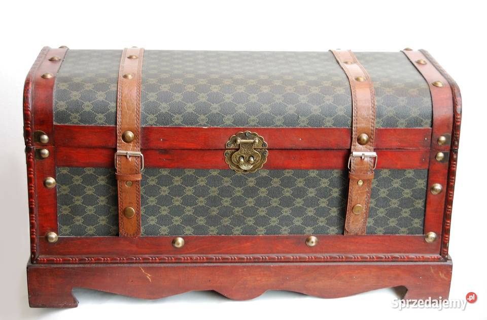Duży kufer skrzynia drewniana vintage kolonialny 59.8cm Lublin