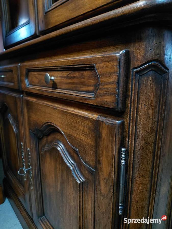 Stylowy kredens witryna do jadalni lite drewno Białystok