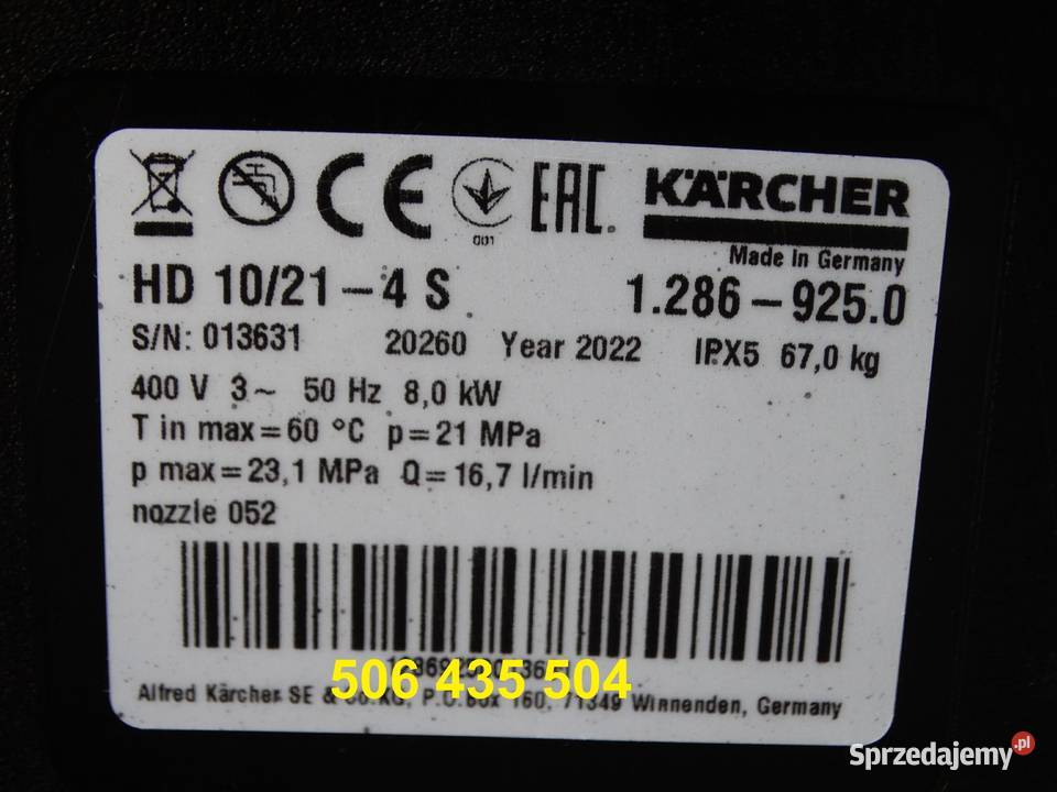 Myjka Ciśnieniowa Karcher HD 1021 4S 2022 Radom