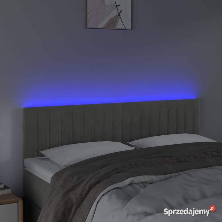 Zagłówek do łóżka z LED jasnoszary 144x5x7888 mazowieckie Warszawa
