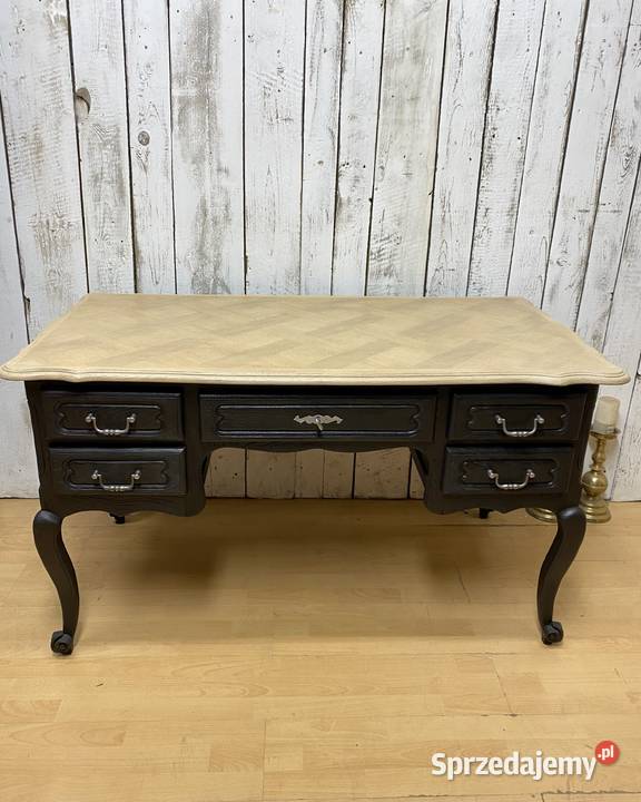 Biurko dębowe odnowione Francja II pół XX wieku 76cm wielkopolskie Poznań