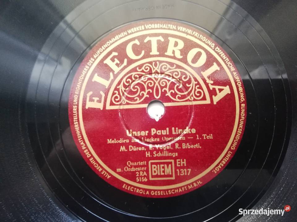 Płyta szelakowa 30 Unser Paul Lincke wielkopolskie