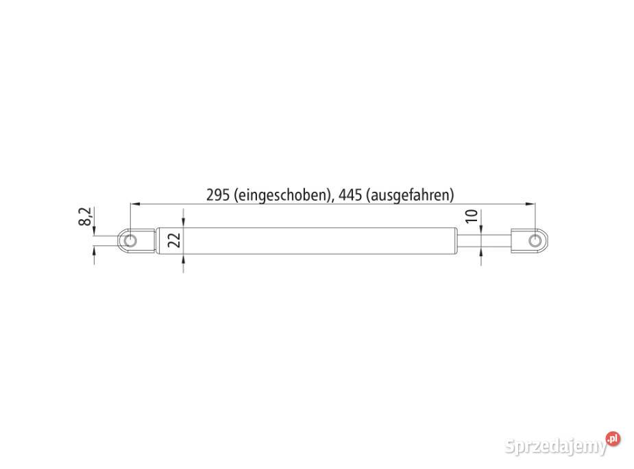 Sprężyna gazowa 500 N 0 3 150 1 500N 295 445A A