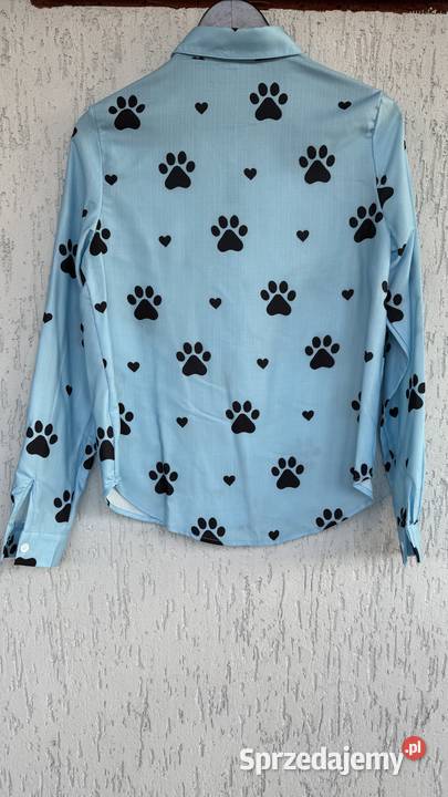 Blekitna koszula damska w kocie lapy