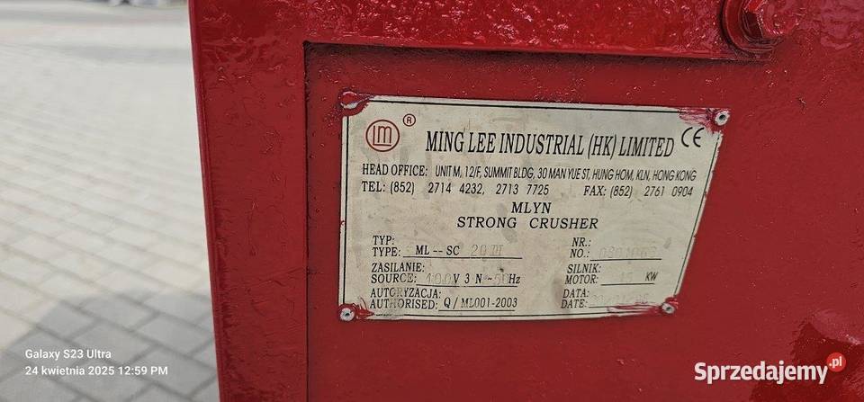 Młynek rozdrabniacz do PVC SC20 o mocy 20HP Żukowo