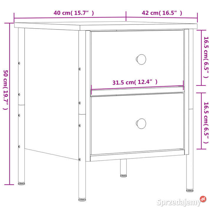 Szafka nocna przydymiony dąb 40x42x50 WM825987 mazowieckie