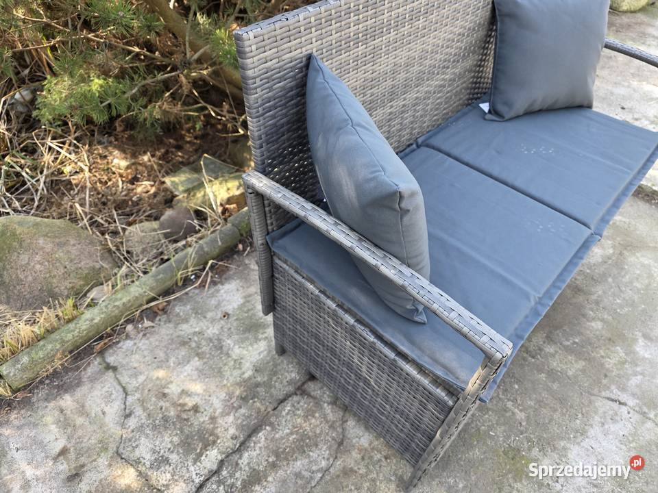 Ławka ogrodowa sofa z poduszkami technorattan