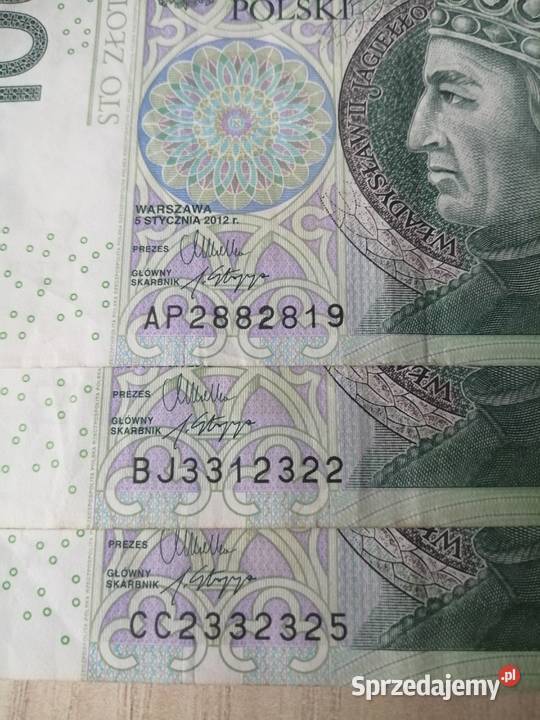 Banknot 100zl 2012r ciekawe numery Numizmatyka