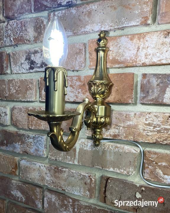 Para Francuskich kinkietów 3 mosiądz Antyk Poznań