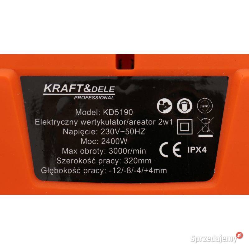AERATOR WERTYKULATOR ELEKTRYCZNY KRAFTDELE model Wyrzeka