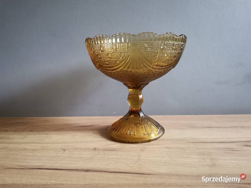 Stara nieużywana owocarka Girlandy szkło miodowe Katowice