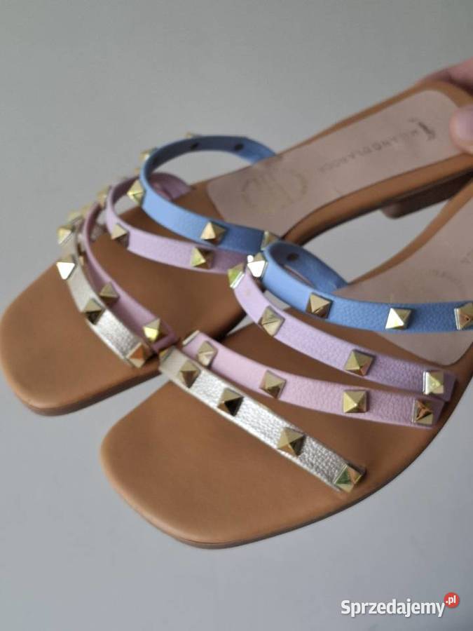 Pastelowe klapki 37 ćwieki lato wiosna 24.5cm Kraków