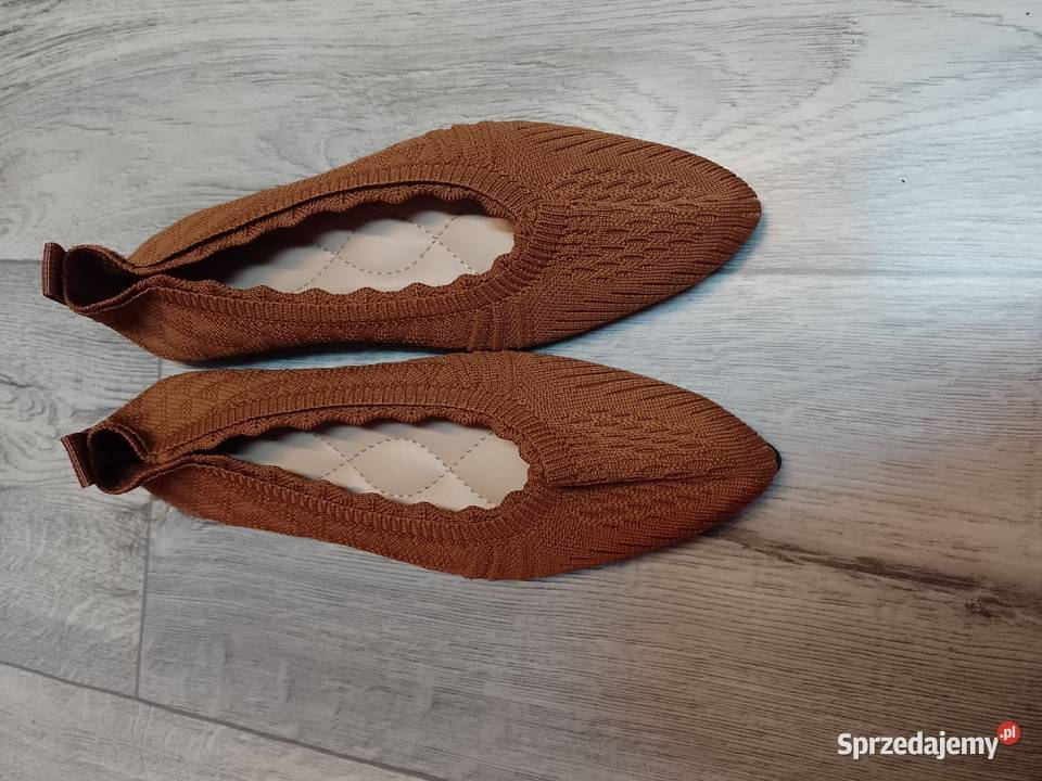 39 Brązowe dzianinowe baleriny wieczorowe NOWE małopolskie Kraków