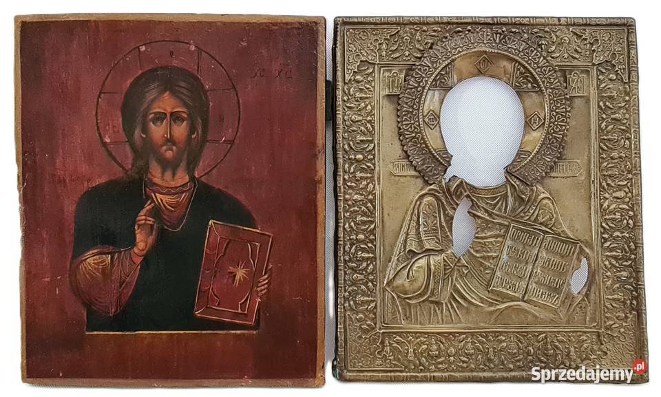 Ikona Jezus Chrystus Pantokrator 0077 Antyki sprzedam