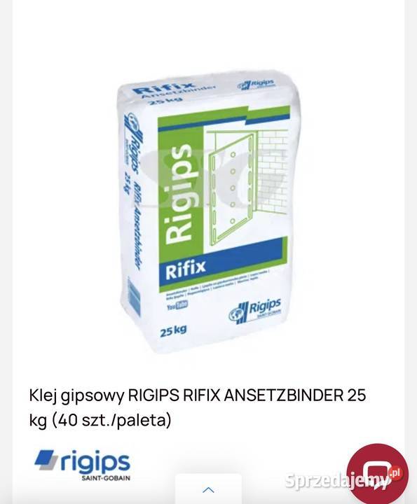 Klej gipsowy RIGIPS RIFIX ANSETZBINDER 30 Recz sprzedam