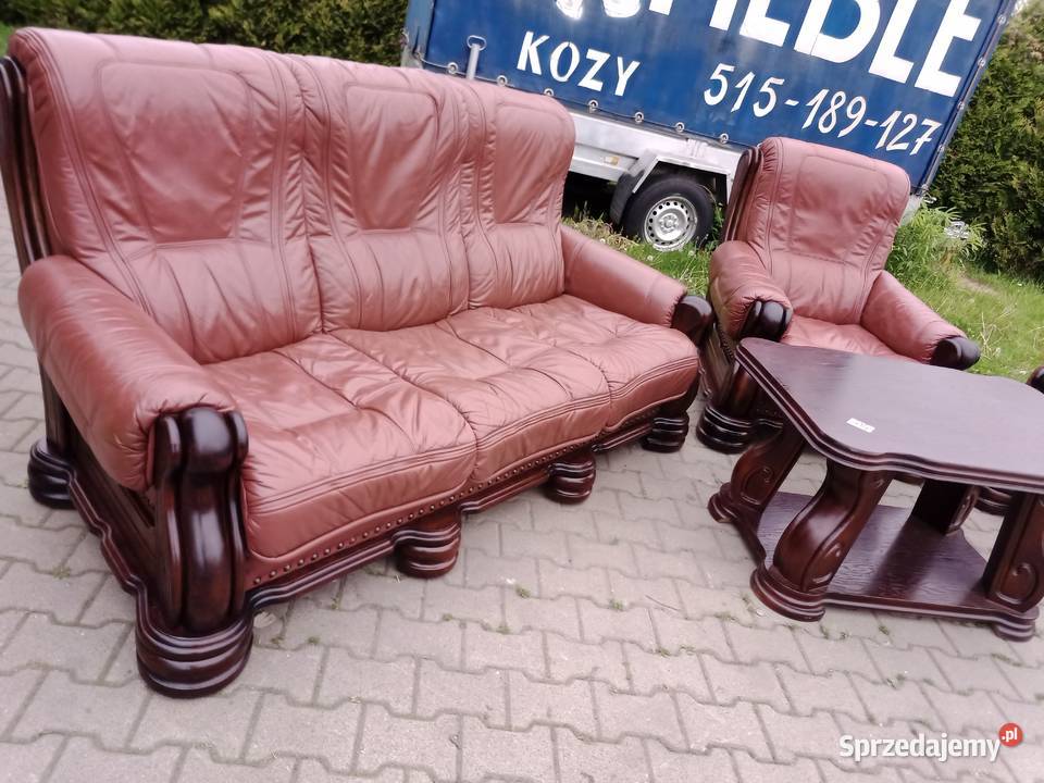 Komplet KLER Basso Rozkładany 321 i Ława dąb Kozy