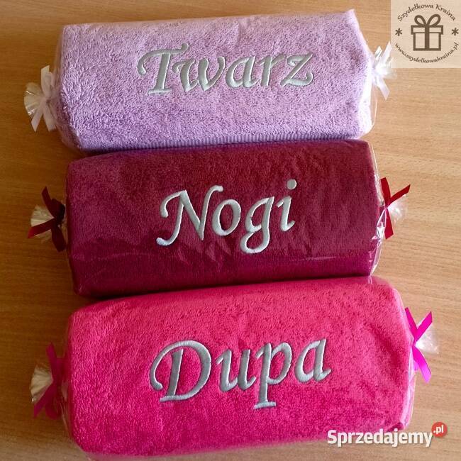 Śmieszne ręczniki z haftem buzia twarz pupa Toruń sprzedam