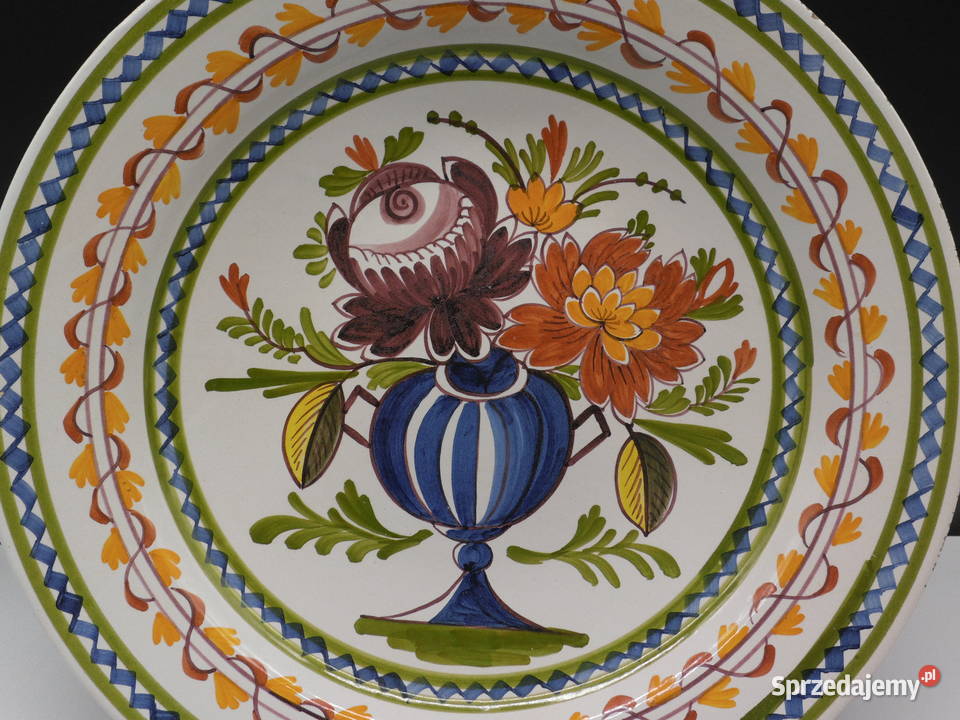 Duży Talerz Dekoracyjny Patera 345 Fajans DELFT Raszków