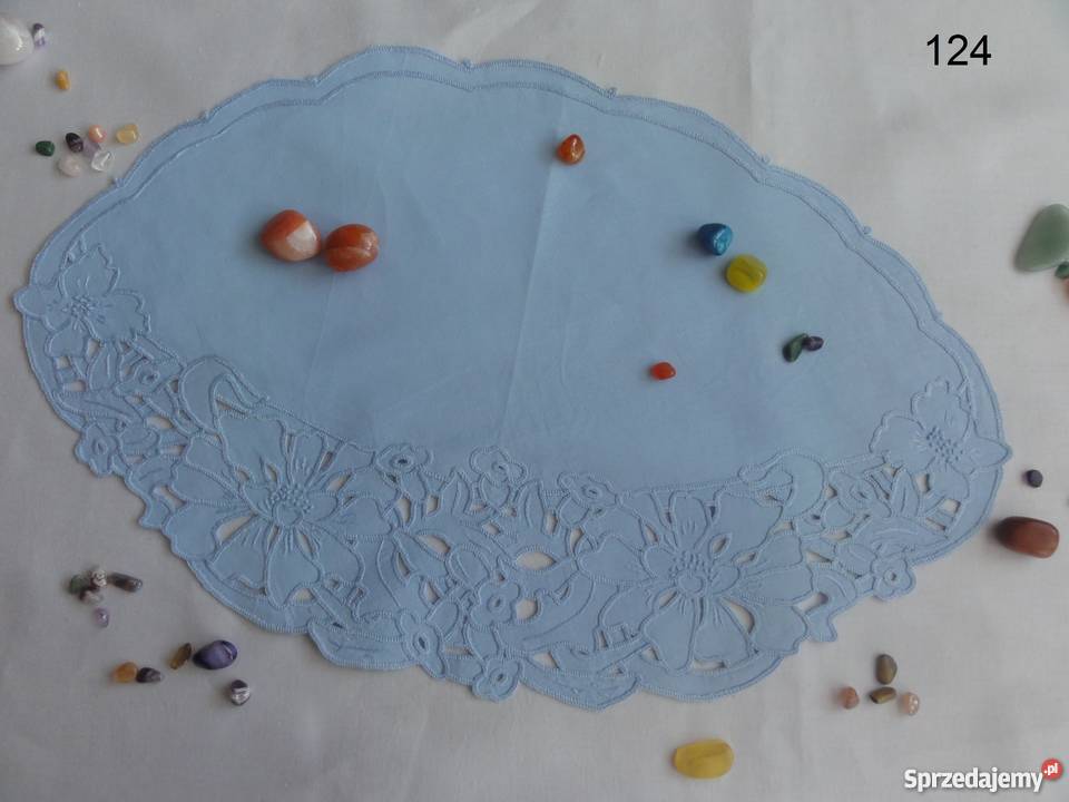 Serwetki bieżniki kolorowe niebieskie wyszywane odcienie błękitu Lublin