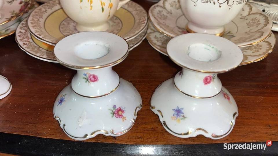 Porcelanowe 2 świeczniki Syg PM Import FRIEDRICH Gdańsk