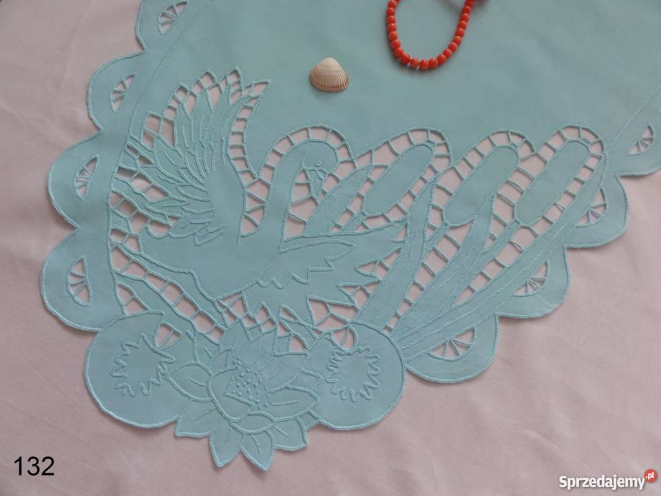 Serwetki bieżniki kolorowe niebieskie wyszywane Lublin sprzedam