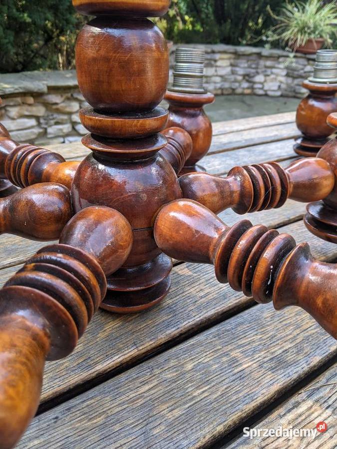 Żyrandol drewniany retro duży 6ramienny Warszawa