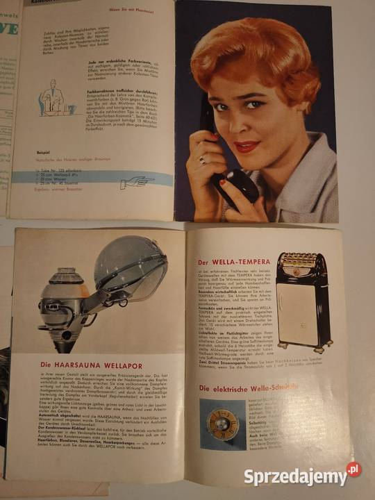 Stare ulotki i foldery Wella Fryzjerstwo vintage Antykwariat Kościan