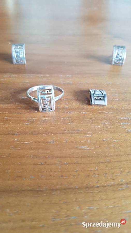 Komplet pierścionek kolczyki zawieszka próba 925 małopolskie Nowy Sącz