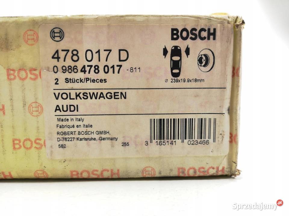 BOSCH TARCZE HAMULCOWE PRZÓD 2 VW GOLF MK3 18